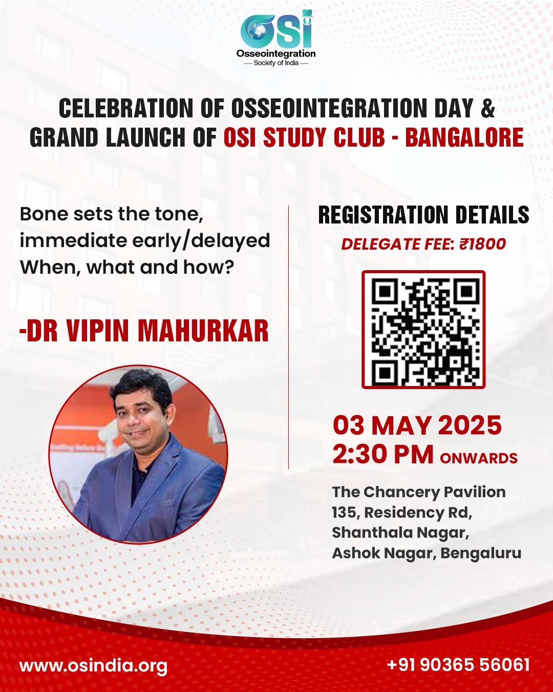 Dr. Vipin Mahurkar will be delivering a special lecture in Banglore