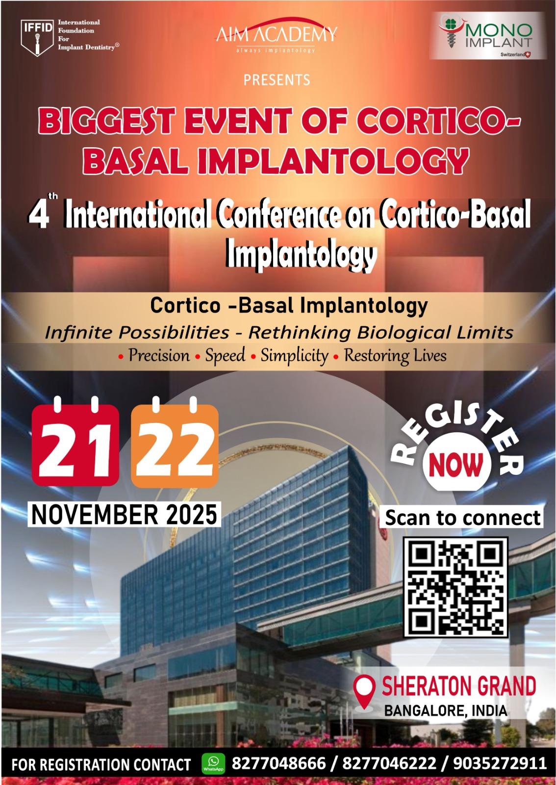 International conference on Cortico basal implantology on 21st /22nd November 25