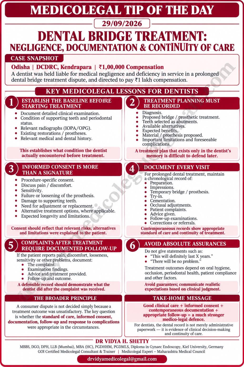 Dental bridge compensation