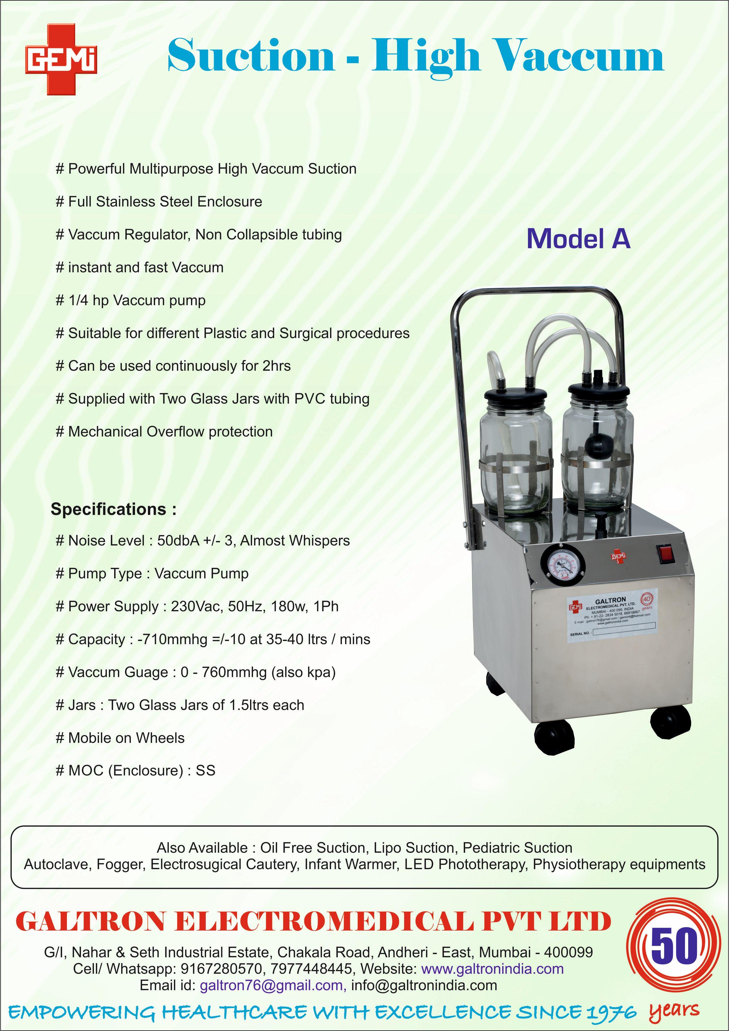Suction - Model A - High Vaccum