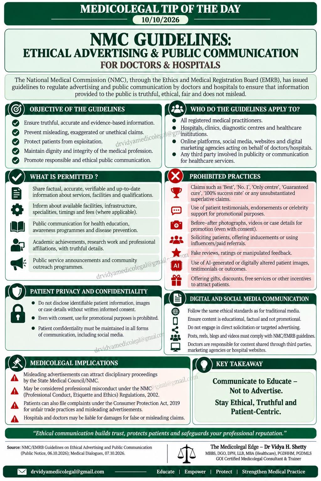 Vidya Shetty NMC guidelines
