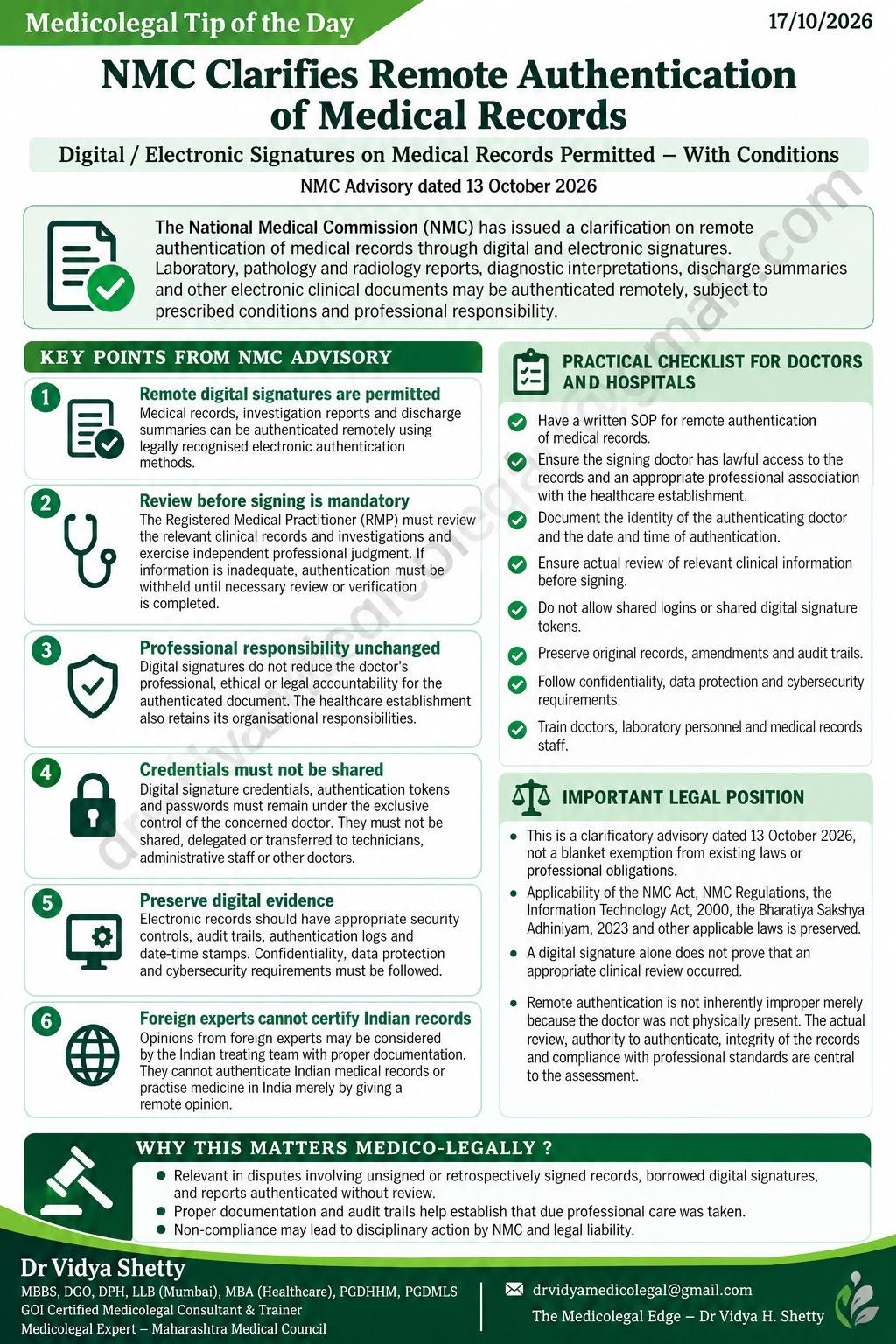 Remote authentication of medical records